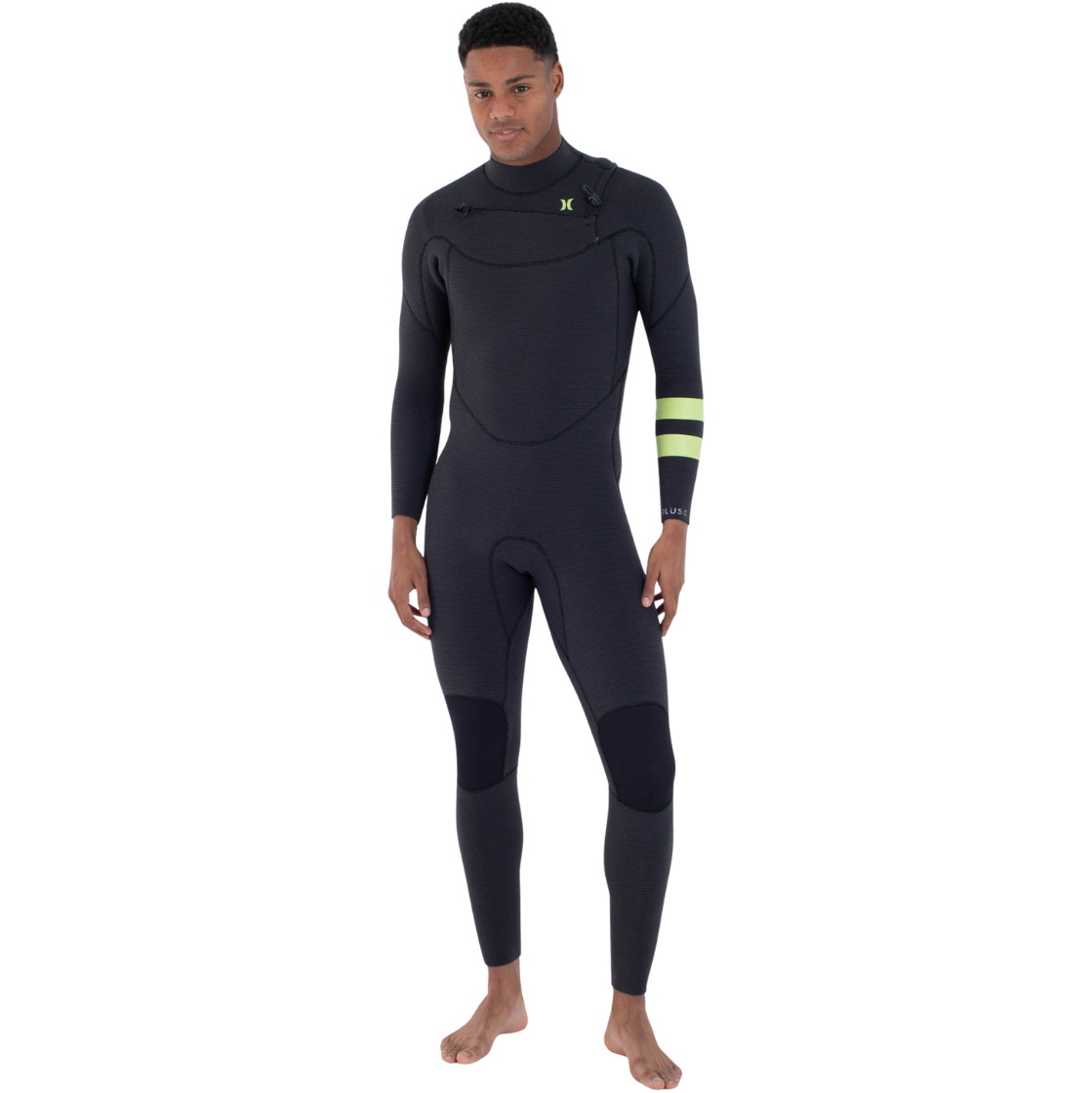 2025 Hurley Mens Plus 4/3mm Chest Zip Wetsuit MFS0012403 - Black / Lemon